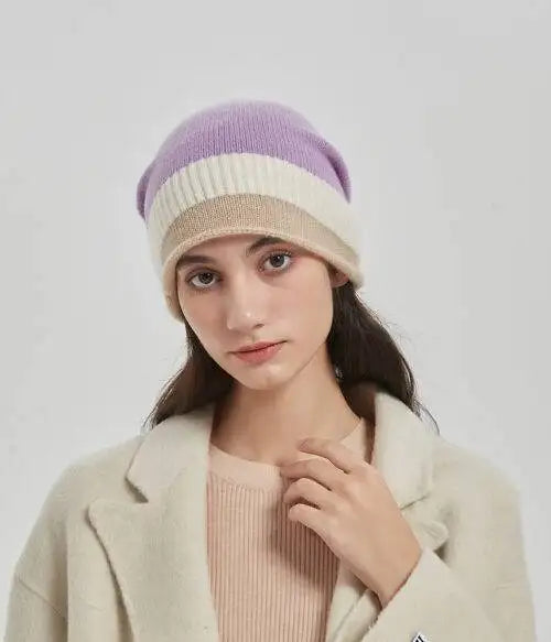 Jasmine Color Block Cashmere Beanie
