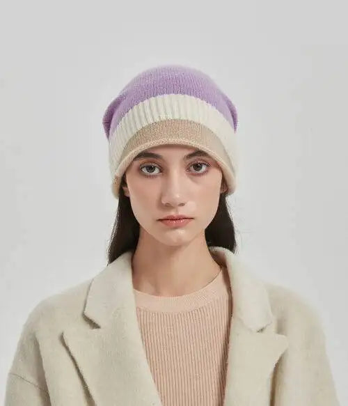 Jasmine Color Block Cashmere Beanie