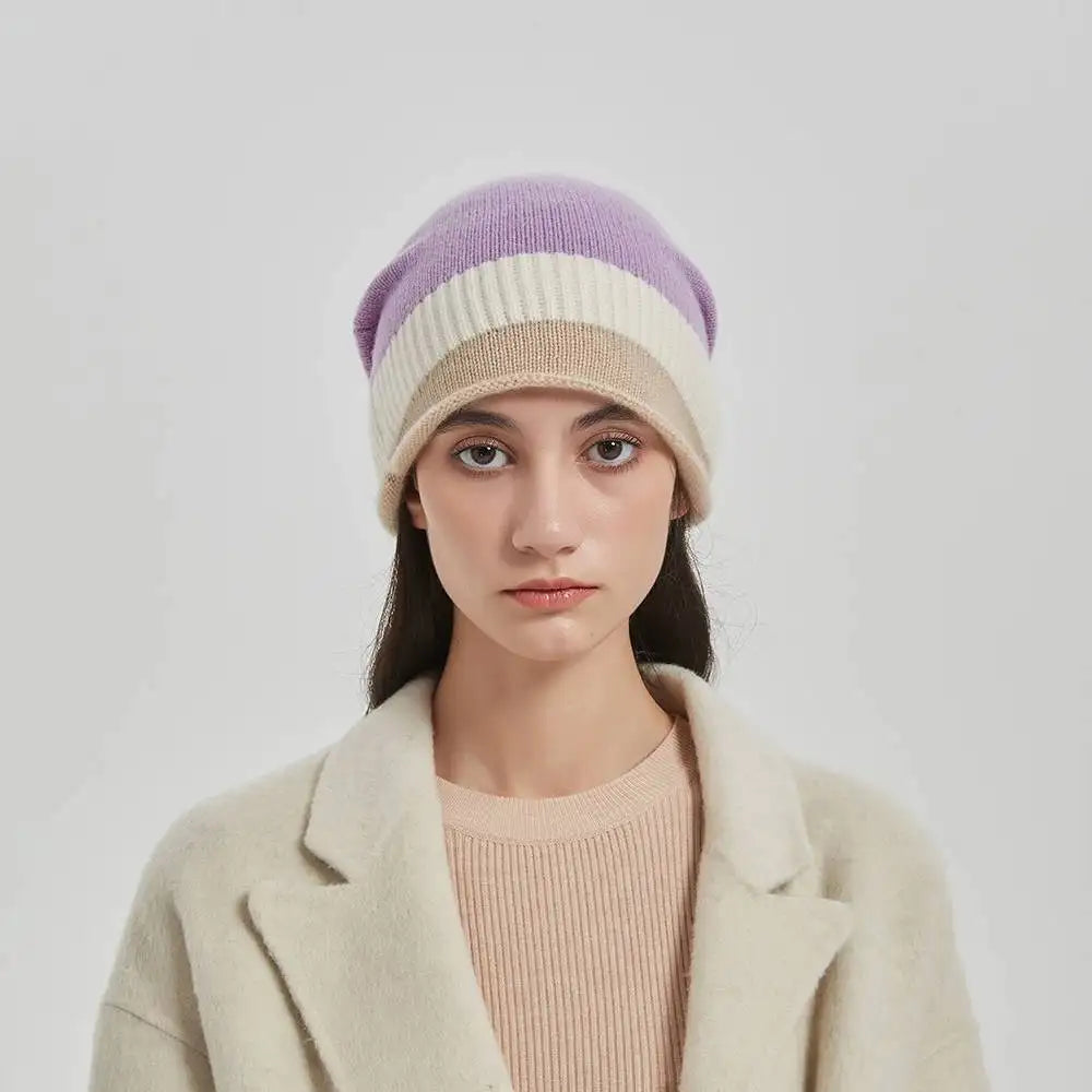 Jasmine Color Block Cashmere Beanie