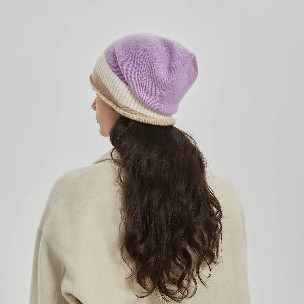 Jasmine Color Block Cashmere Beanie