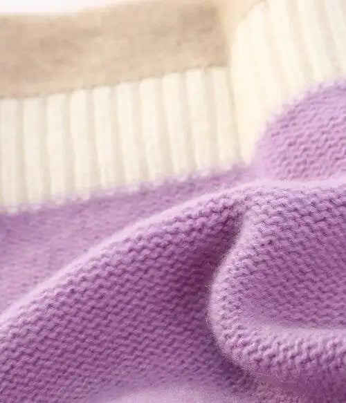 Jasmine Color Block Cashmere Beanie