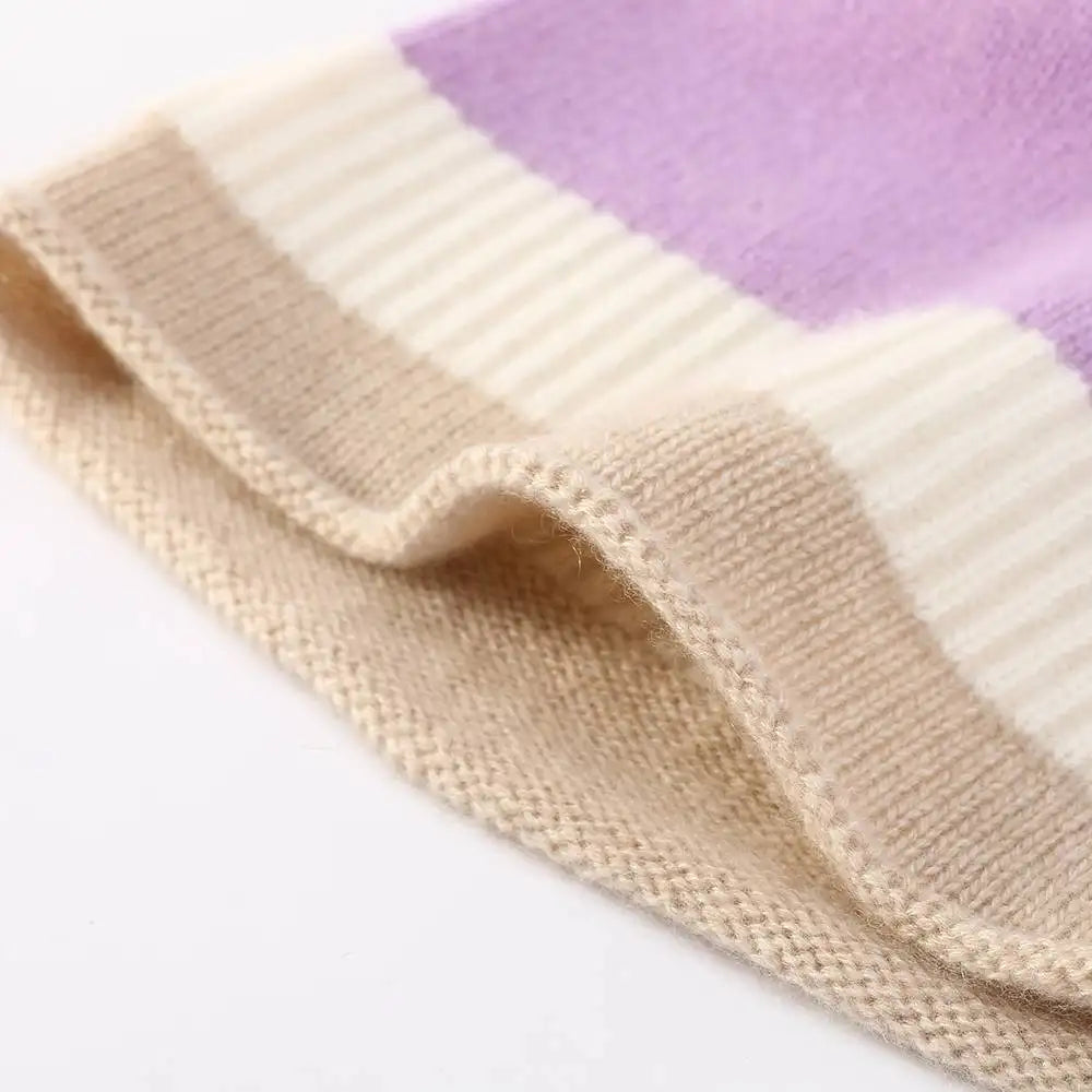 Jasmine Color Block Cashmere Beanie