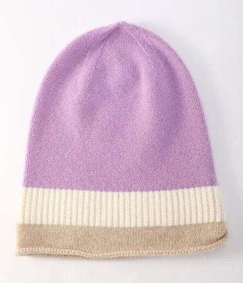 Jasmine Color Block Cashmere Beanie