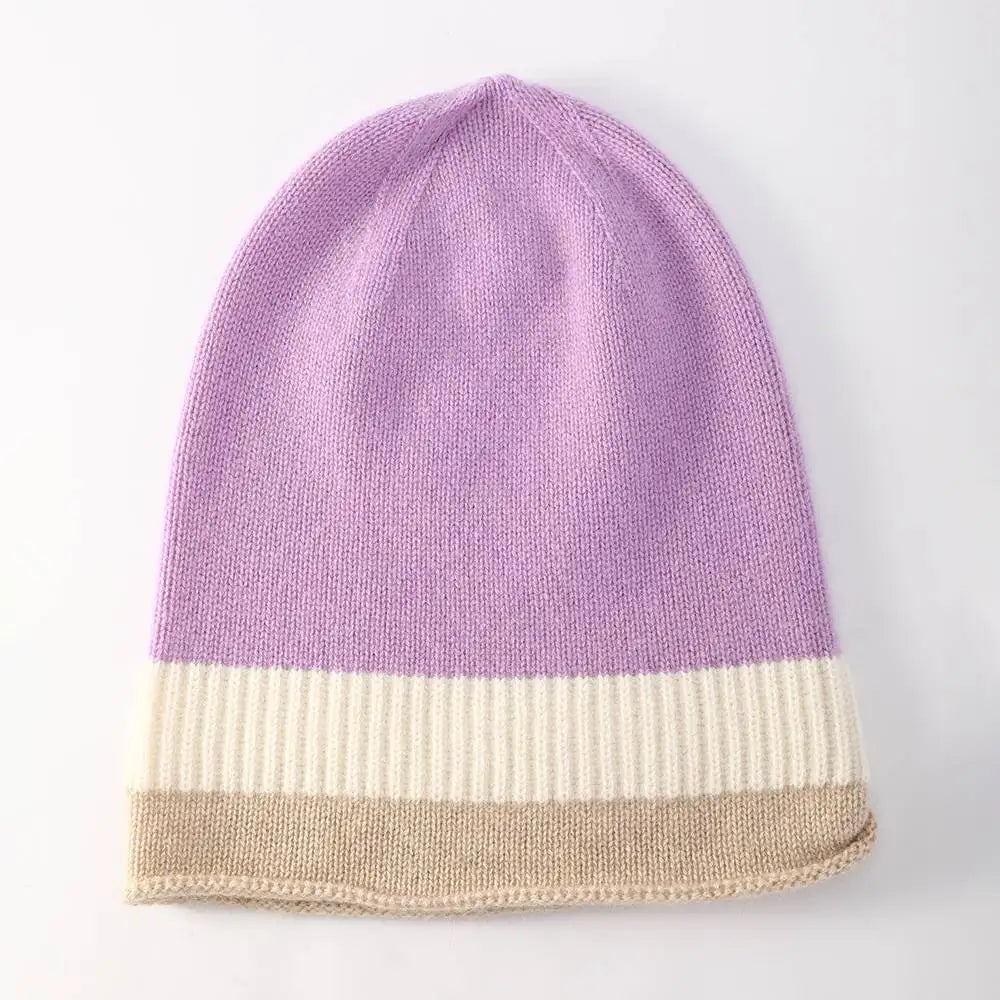 Jasmine Color Block Cashmere Beanie